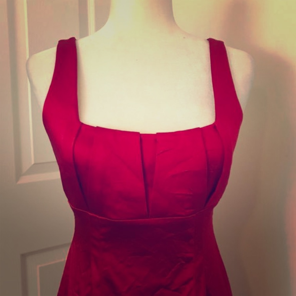 Red Calvin Klein cocktail dress. Sexy!